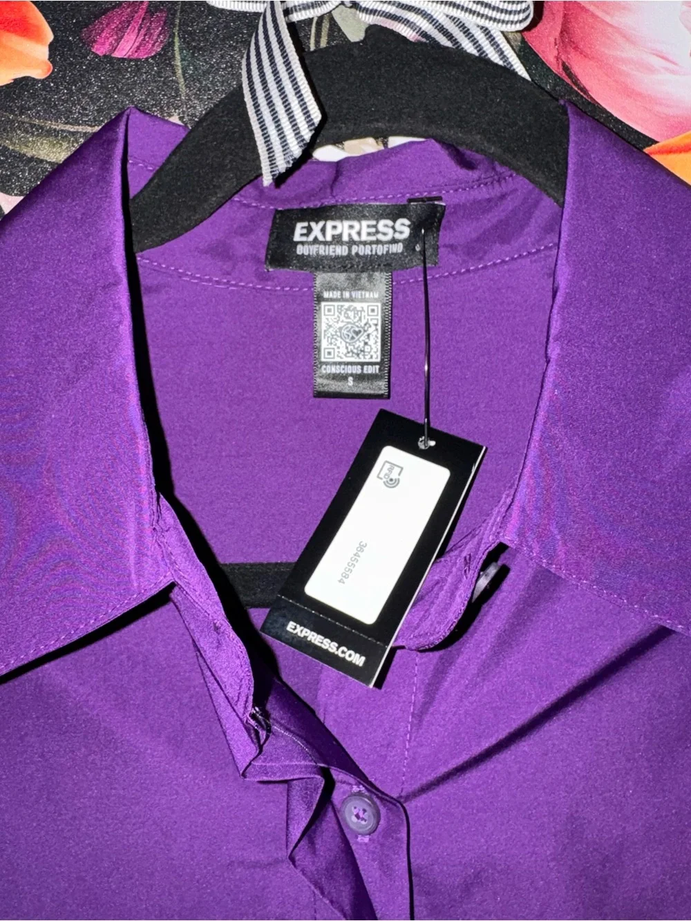 Express 3-Piece Purple Button-Down, Bandeau, Short Set, NWT, S/M